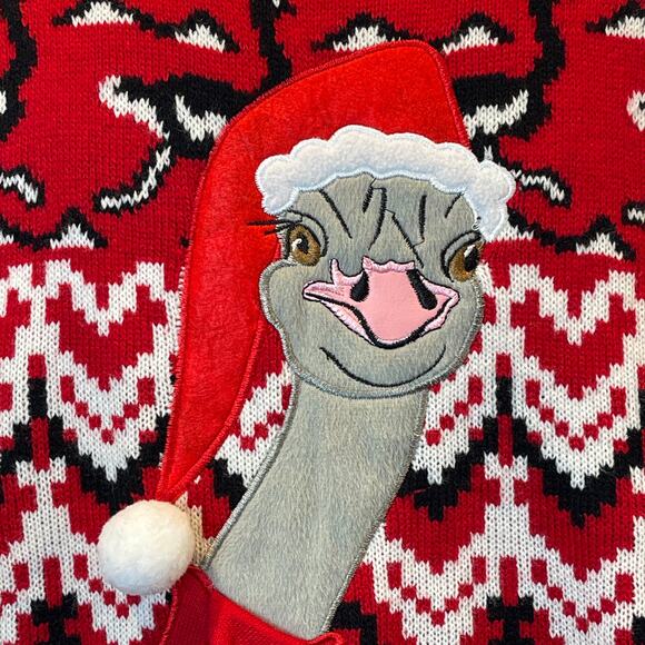 33 Degrees Xmas Ostrich Ugly Christmas Sweater Size M - Picture 2 of 6